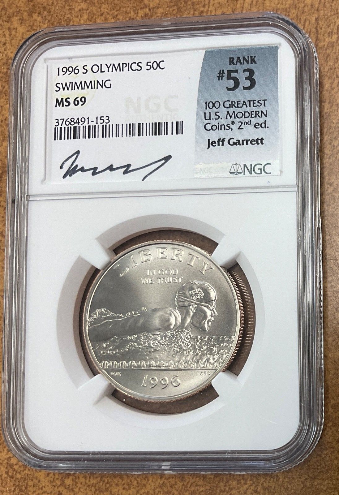 1996 年 S オリンピック 50C 水泳 NGC MS 69 #53 100 GREA 米国現代