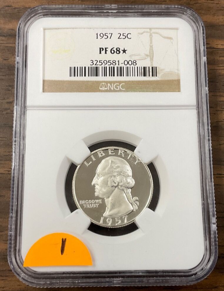 1957年ワシントン銀貨プルーフ25セント、NGC PF68*美しいカメオ - メルカリ