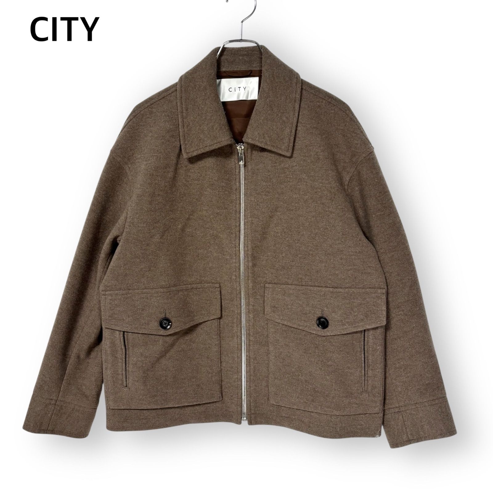 CITY シティ メルトン ジップアップ ブルゾン 上質 モカ系 メンズ 