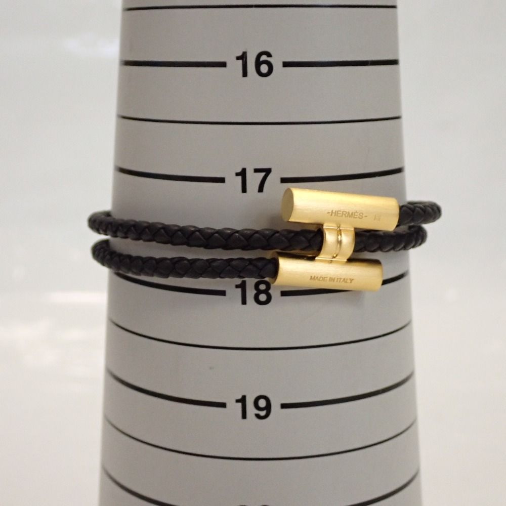 Th673871 エルメス ブレスレット トゥルニ トレッセ ブラック/ゴールド
