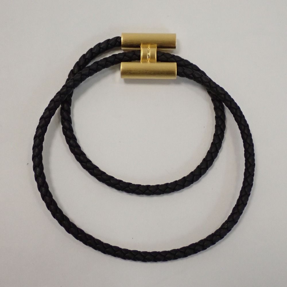 Th673871 エルメス ブレスレット トゥルニ トレッセ ブラック/ゴールド