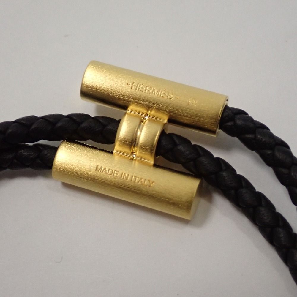 Th673871 エルメス ブレスレット トゥルニ トレッセ ブラック/ゴールド