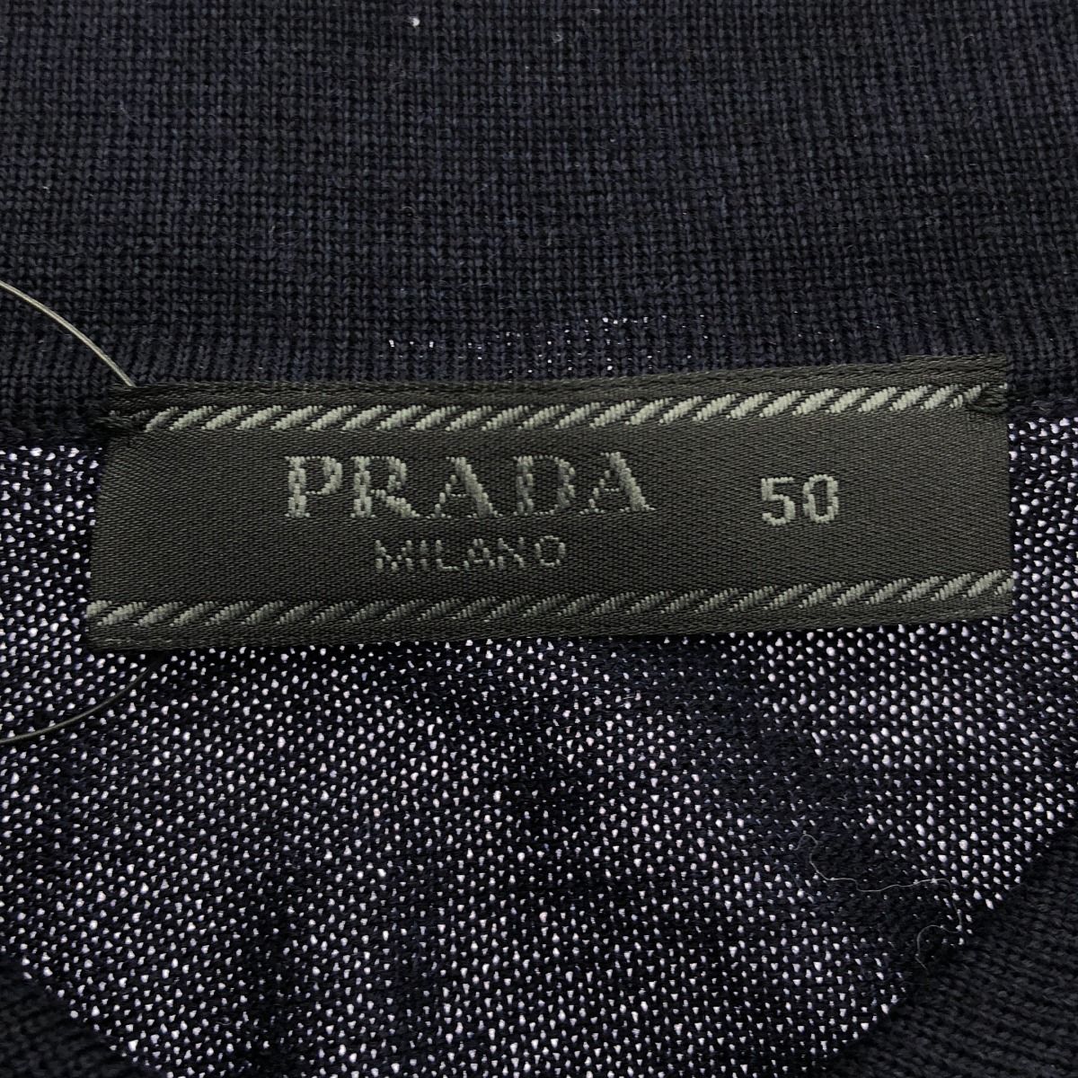 PRADA プラダ 19SS ウールニットハイゲージポロシャツ DNA793 ネイビー 