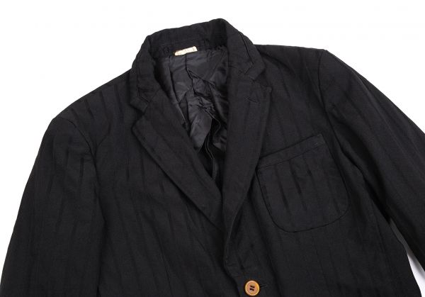 コムデギャルソン オムドゥCOMME des GARCONS HOMME DEUX 染色加工ストライプ2Bジャケット 黒XS