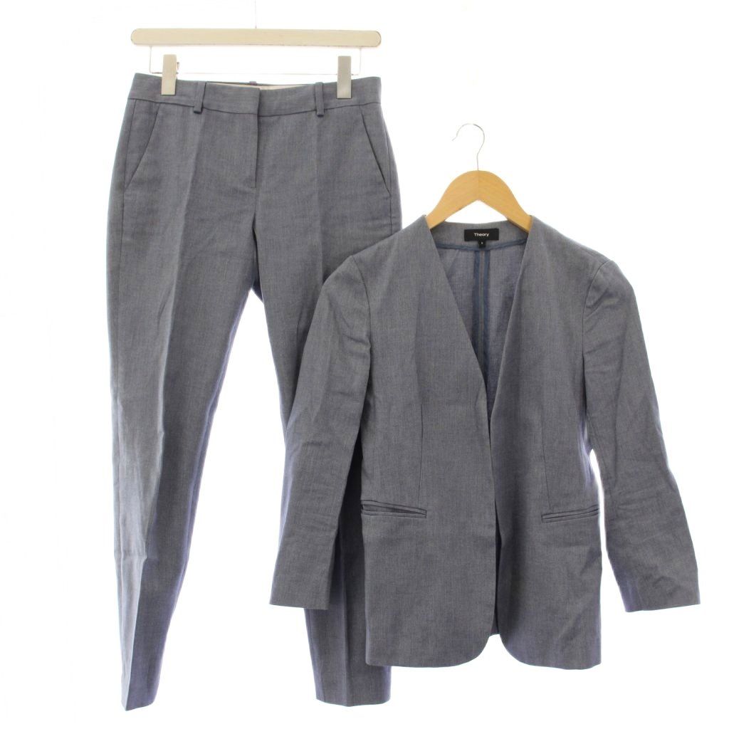 セオリー Theory セットアップ ノーカラージャケット アウター 前開き