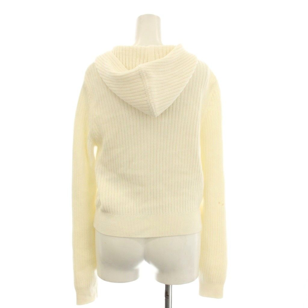 フォクシー FOXEY HoodieFan ニットパーカー 長袖 ダブルジップ 38 白