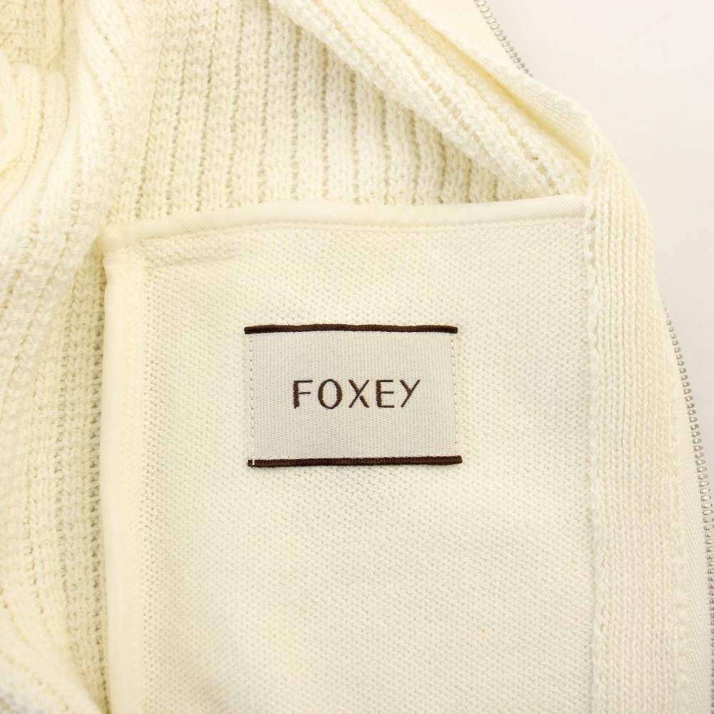 フォクシー FOXEY HoodieFan ニットパーカー 長袖 ダブルジップ 38 白