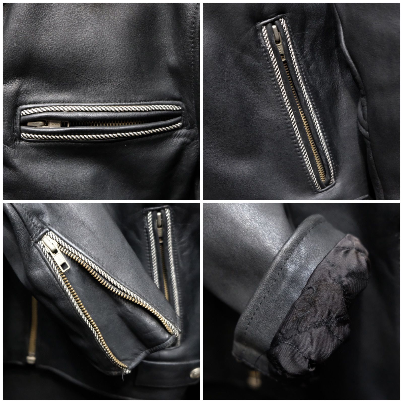 Harley Davidson ロゴエンボス シングルライダースジャケット 牛革