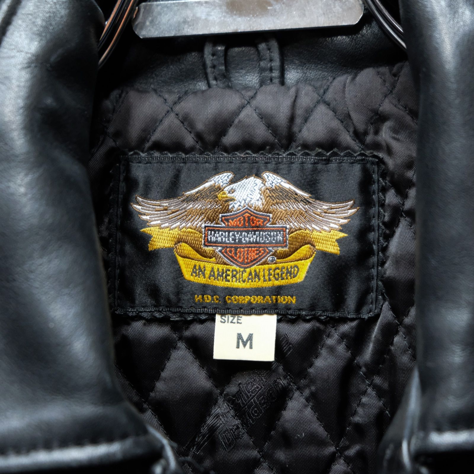 Harley Davidson ロゴエンボス シングルライダースジャケット 牛革