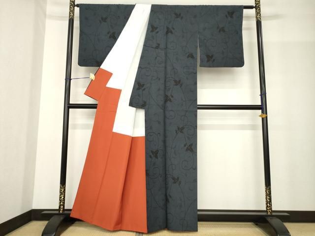 平和屋着物○本塩沢 110亀甲 花唐草文 正絹 逸品 AABF9636ck 【公式通販】