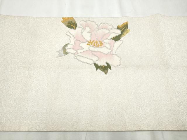 平和屋着物●爪掻き本綴れ　八寸名古屋帯　枝牡丹　金銀糸　正絹　逸品　CABD0706hy 平和屋着物○爪搔き本綴れ 八寸名古屋帯 枝花文 金銀糸 正絹 逸品