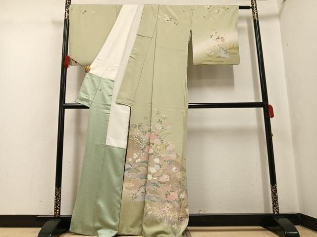 平和屋着物●訪問着　友禅　草花文　暈し染め　金彩　正絹　逸品　AABF9566ph 平和屋着物○訪問着 友禅 草花文 暈し染め 金彩 正絹 逸品 AABF9566ph