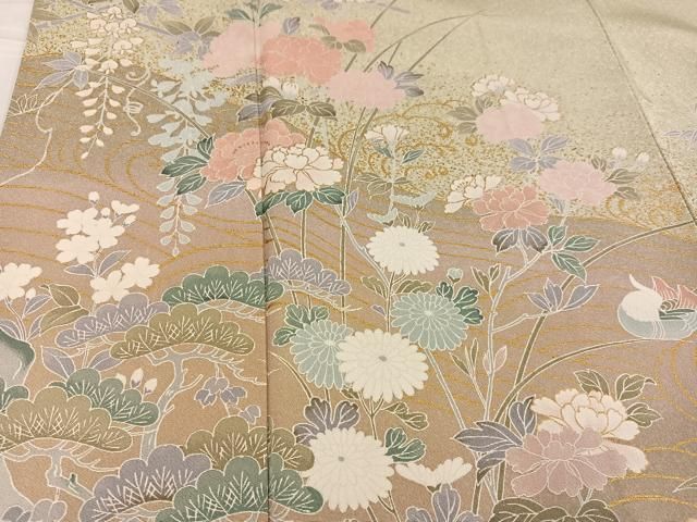 平和屋着物●訪問着　友禅　草花文　暈し染め　金彩　正絹　逸品　AABF9566ph 平和屋着物○訪問着 友禅 草花文 暈し染め 金彩 正絹 逸品 AABF9566ph