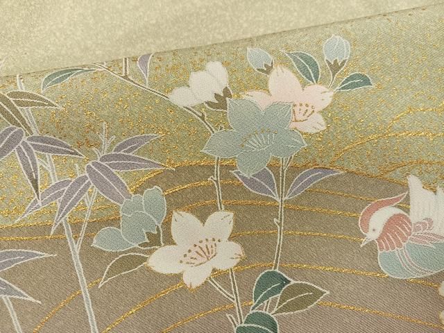 平和屋着物●訪問着　友禅　草花文　暈し染め　金彩　正絹　逸品　AABF9566ph 平和屋着物○訪問着 友禅 草花文 暈し染め 金彩 正絹 逸品 AABF9566ph