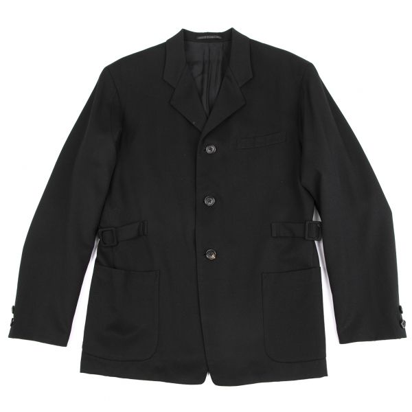 ヨウジヤマモト プールオムYohji Yamamoto POUR HOMME ウールギャバサイドベルトジャケット 黒S ヨウジヤマモト プールオムYohji Yamamoto POUR HOMME ウールギャバ