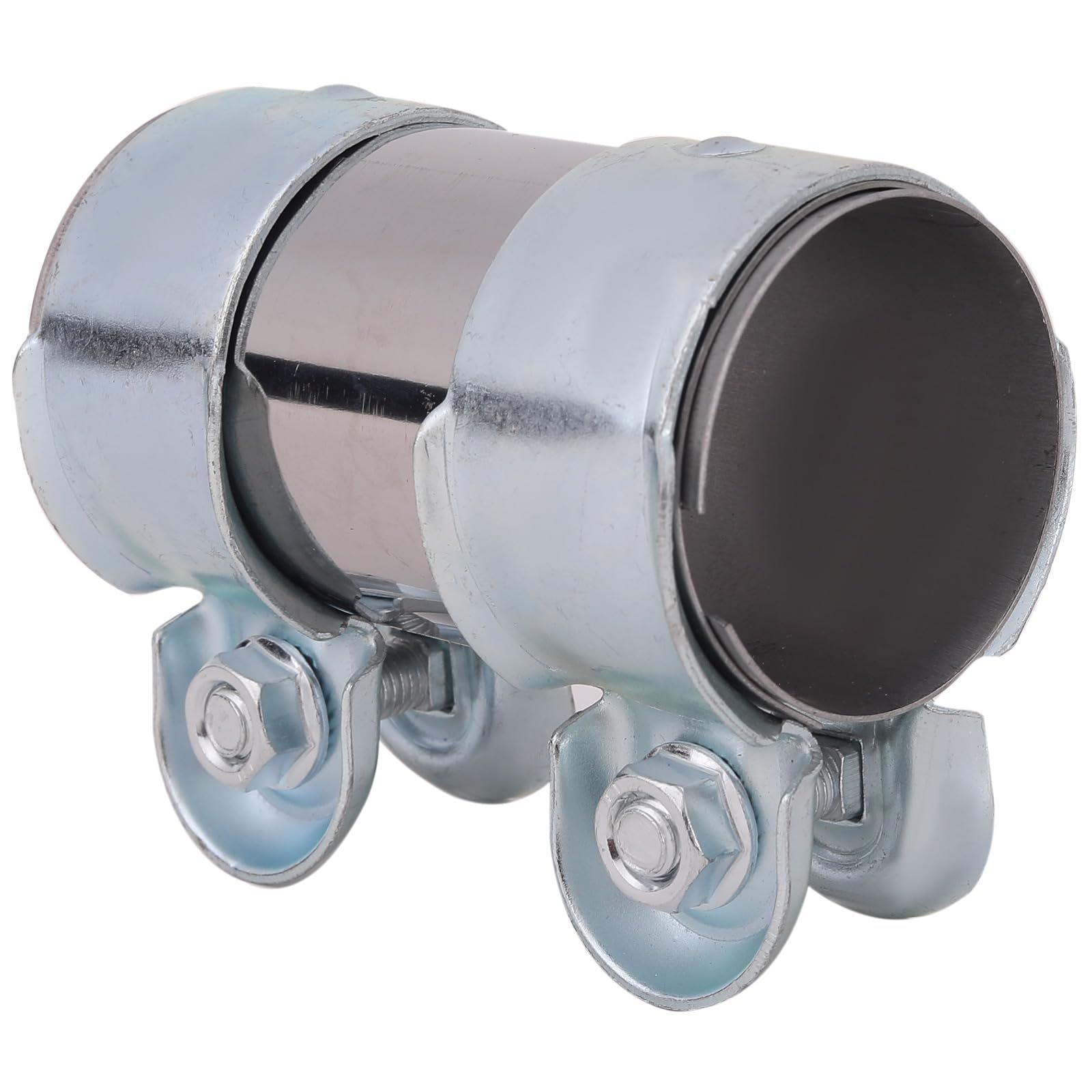 新品 ルボナリエ マフラージョイント マフラーバンド マフラークランプ バイク マフラー バンド 汎用 エキゾースト 排気管 クランプ (シルバー 45mm用)