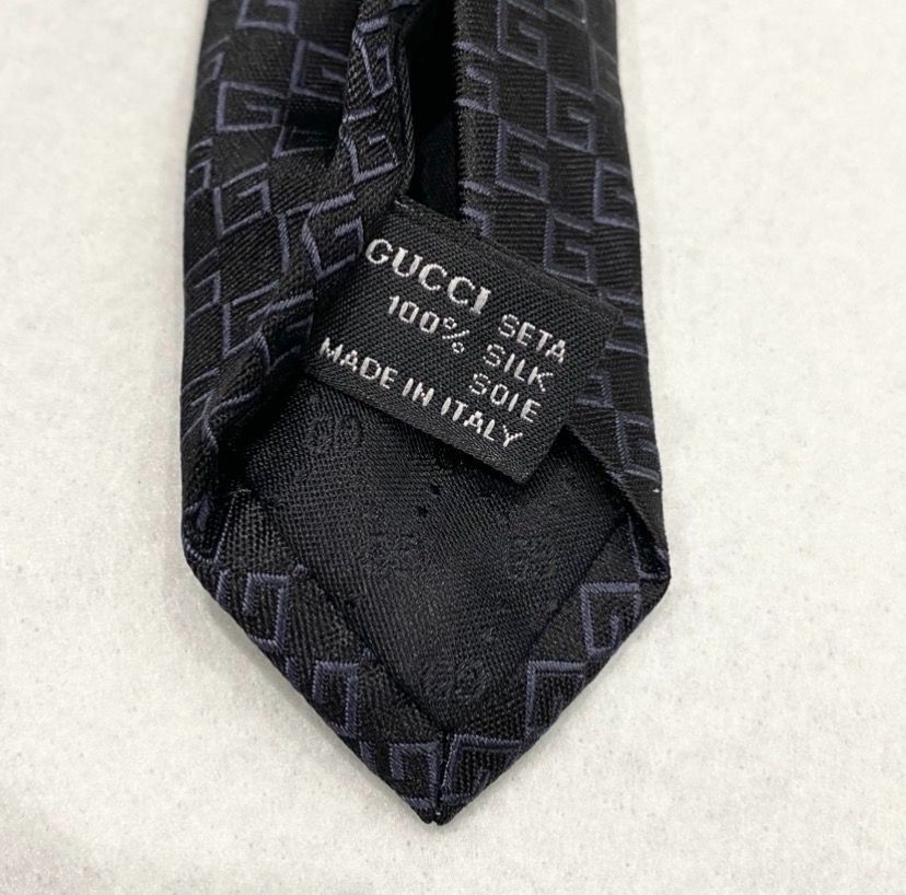 極美品】ネクタイ ブランド 黒 ハイ ブランド グッチ GUCCI GG柄 ハイ
