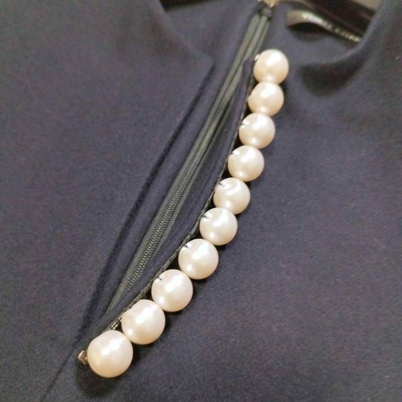 美品 YOKO CHAN ワンピース パール ウール 濃紺 36 フォーマル ヨーコ 