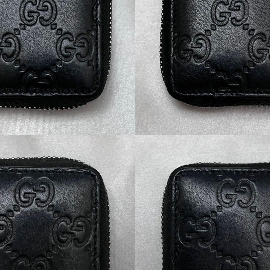 ◇箱付き極美品◇グッチ シマレザー ラウンドジップ長財布 ブラック