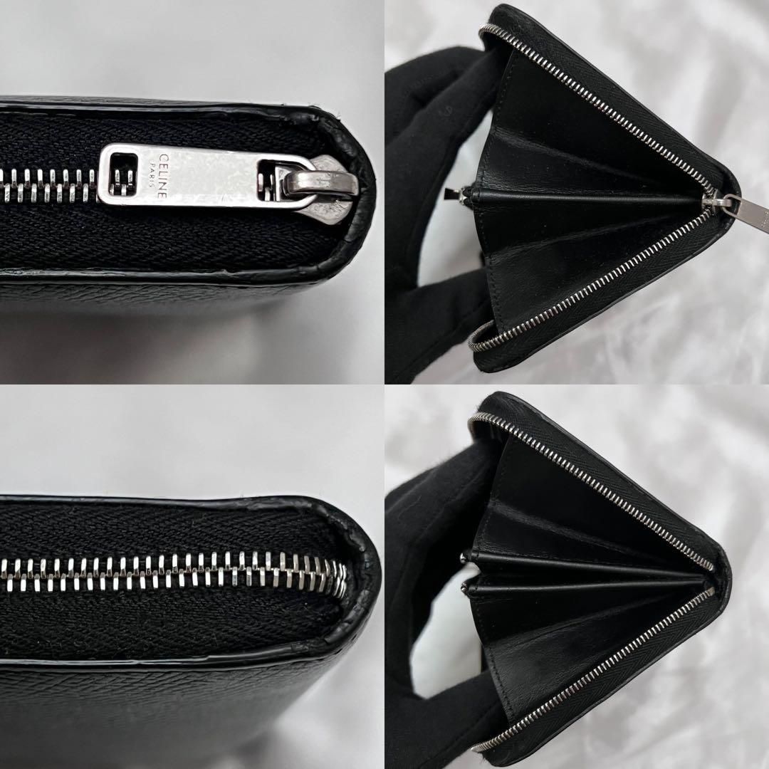 ◇極美品◇セリーヌ ラージジップウォレット ブラック×シルバー金具