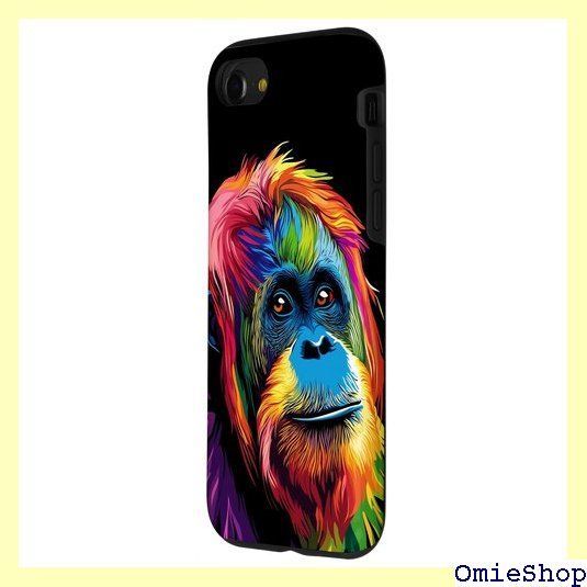 カラフル オランウータン 熱帯雨林 猿 ジャングル 動物 ブラック スマホケース iPhone SE 2020 / 7 / 8 用 2007