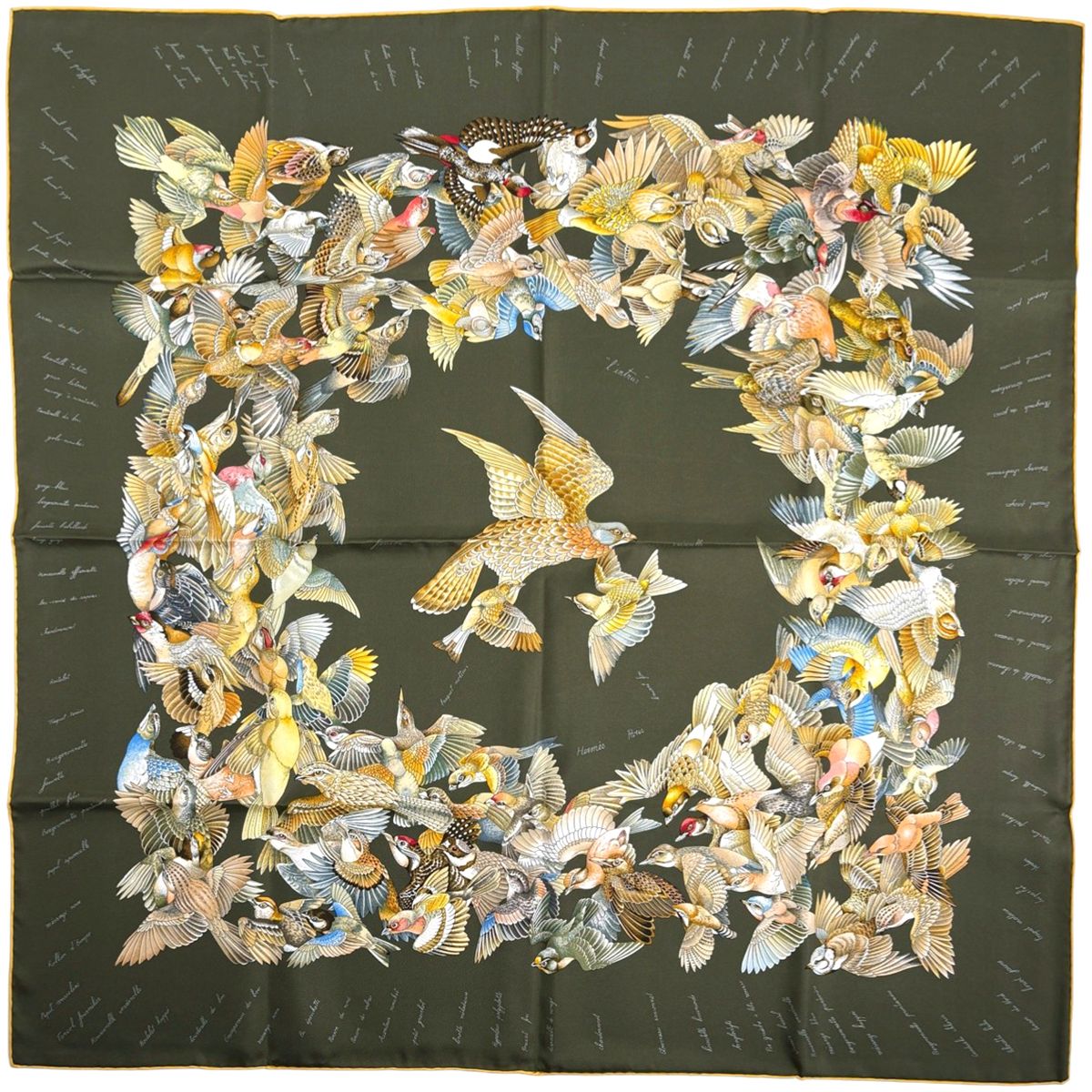 エルメス HERMES カレ90 L'INTRUS 侵入者 スカーフ シルク グリーン