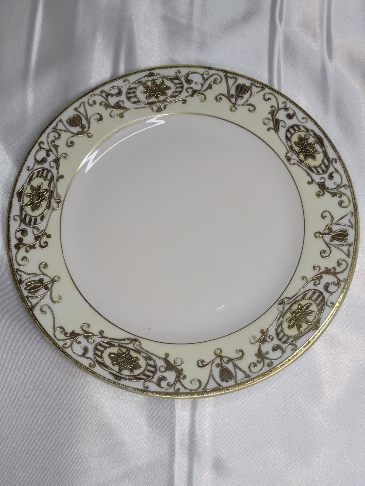 オールドノリタケ 金盛り アイボリー プレート 19 5 cm セット 1912年〜1921年頃 モリムラ印 意匠No 16034 アンティーク 磁器 大正期 中皿 デザート皿 金彩 盛り上げ Old Noritake