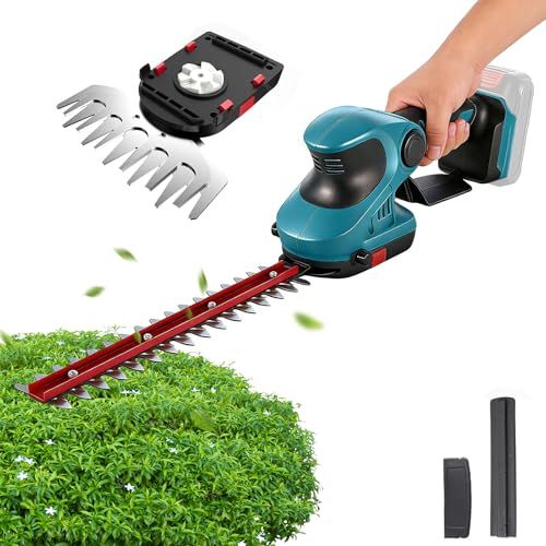 迅速に発送 ヘッジトリマー 刈り込み機 芝生バリカン 電動 充電式 コードレス 21 V 強力 1台2役 6インチ＆12インチ SK 5ブレード 両刃駆動 回転ハンドル 刈込幅150 mm 安全ロックボタン 延長ポールと接続 ハンディ 軽量 7 a 95 f 455