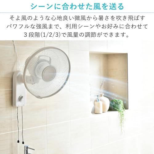 迅速に発送 山善 壁掛け扇風機 左右自動首振り 風量3段階調節 お手入れ簡単 引き紐スイッチ 脱衣所 洗面所 換気 グレージュ YWT AF 30 C cef 0723 b