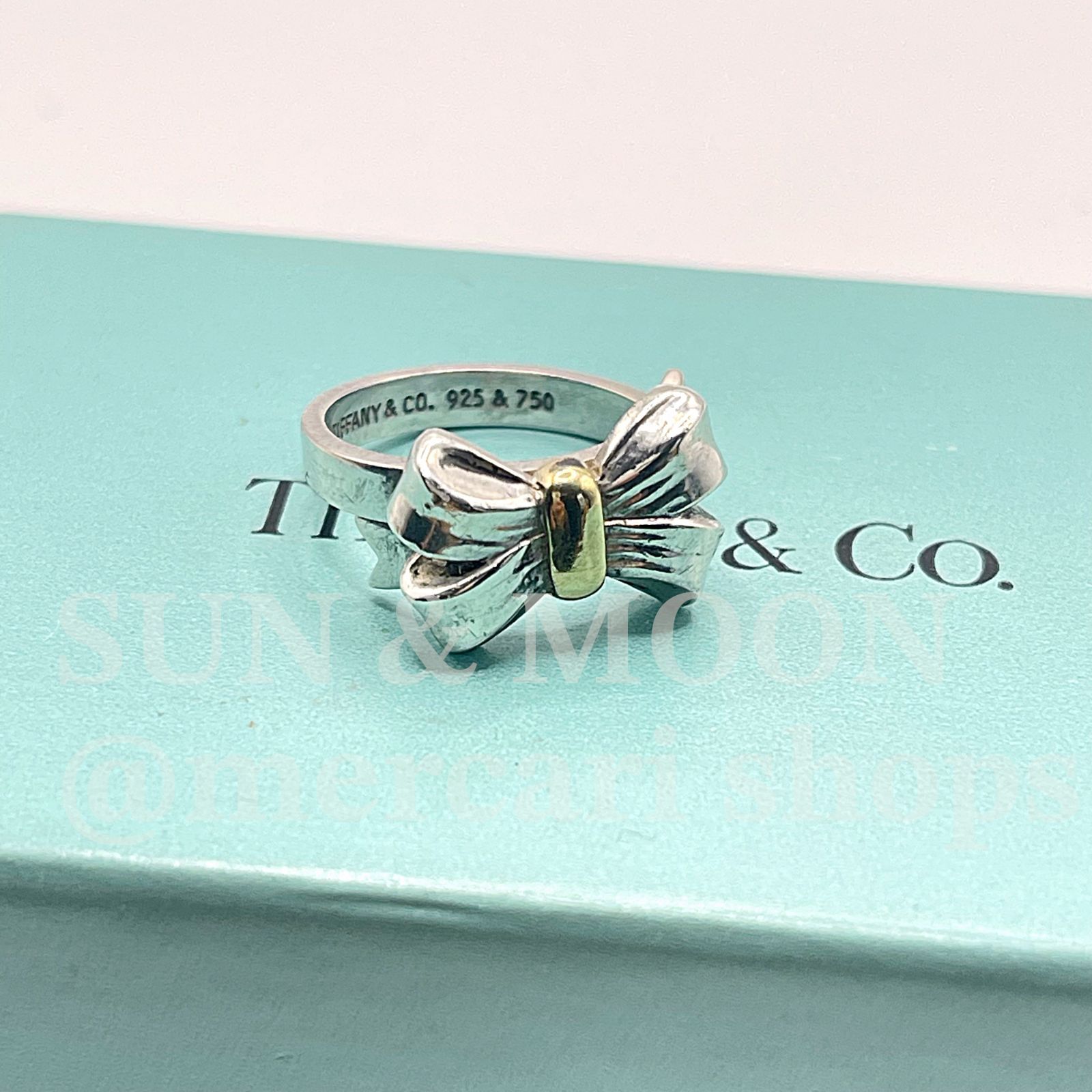 Tiffany & Co. リボン型シルバーリング　size11号 箱付き ティファニー リボン リング 11号 指輪 シルバー ゴールド