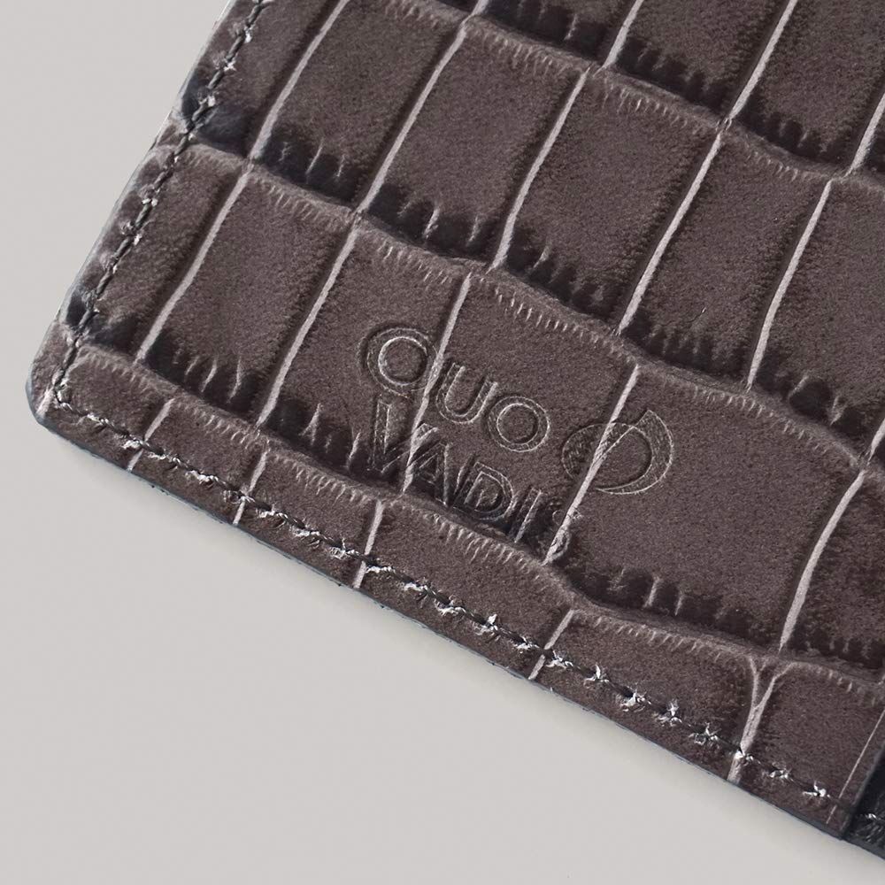 クオバディス 手帳 本革 牛革 カバー Croco クロコ 10 x 15 cm カーフレザー グリ qv 1521 gy