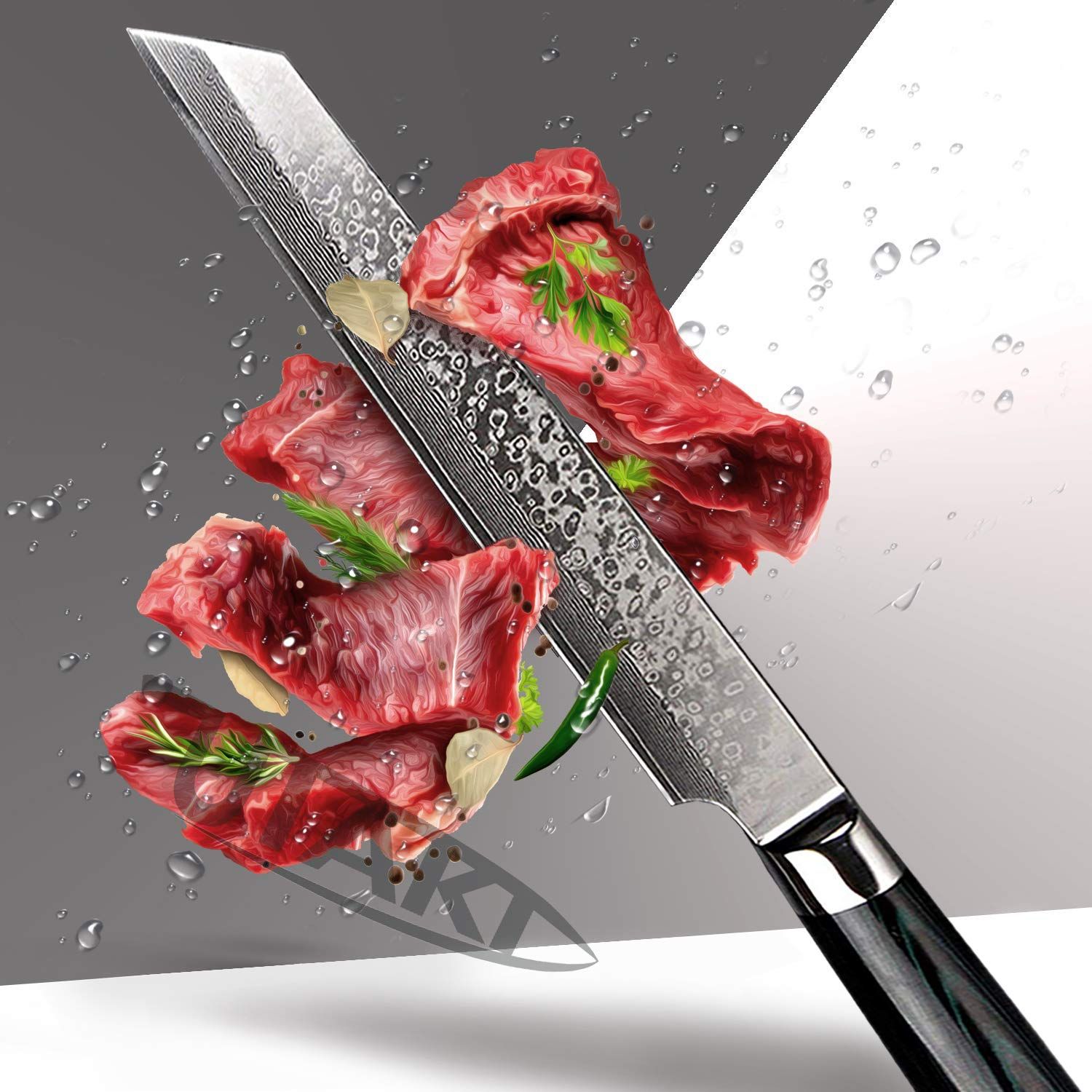 Utaki 柳刃包丁 包丁 V金10号 刃渡り265 mm ダマスカス切付型刺身包丁 料亭で出されるような美しいお刺身がご家庭でも作れます