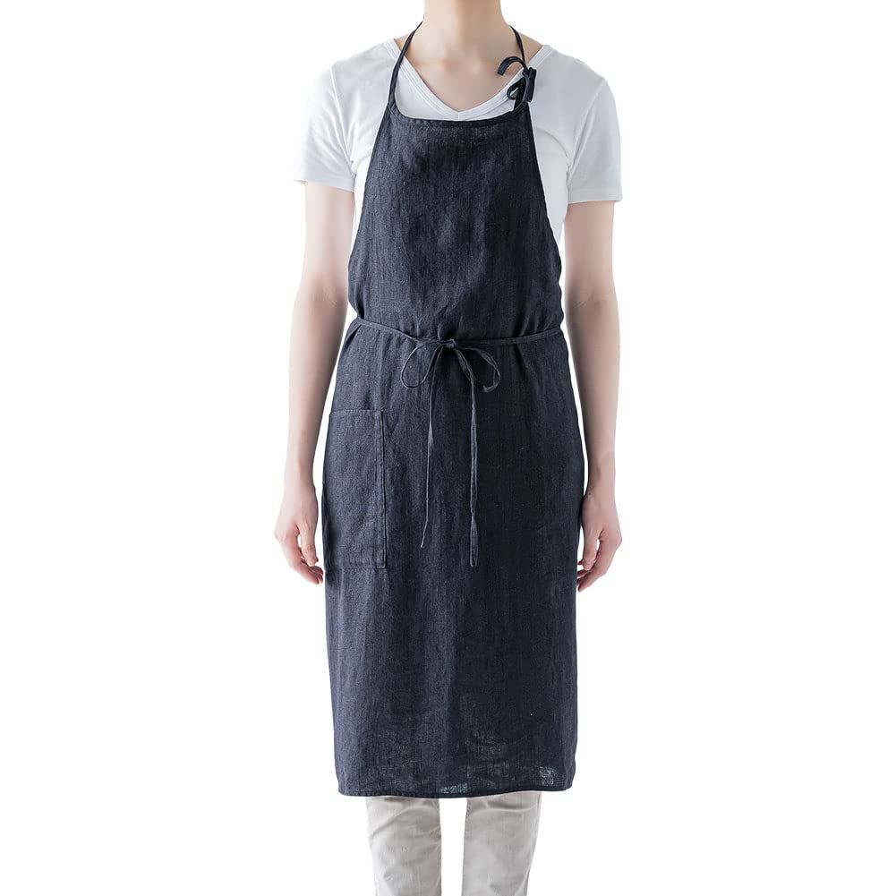 Lino e Lina リーノエリーナ エプロン フルエプロン ミラ Mila A 357 ノワール ブラック レディース メンズ キッチン 無地 リネン 麻 シンプル ロング丈 ギフト プレゼント