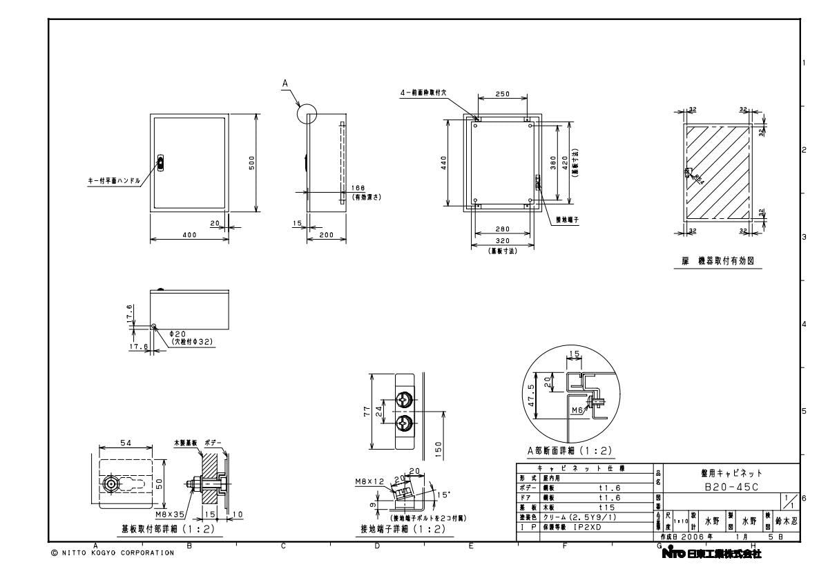 盤用キャビネット露出形 B 20 45 C