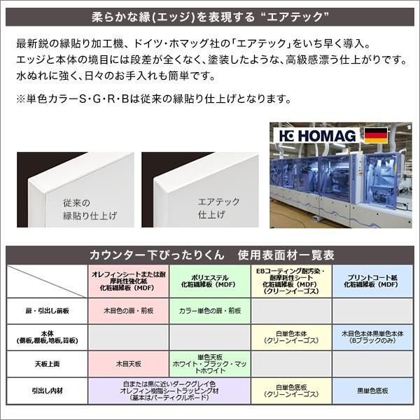 種類11:ホワイトシカモア木目（艶消） セミオーダーカウンター下収納ぴったりくん エンドコーナー右置き 奥行35cm 引戸シリーズセミオーダーカウンター下収納ぴったりくん 引出し付き