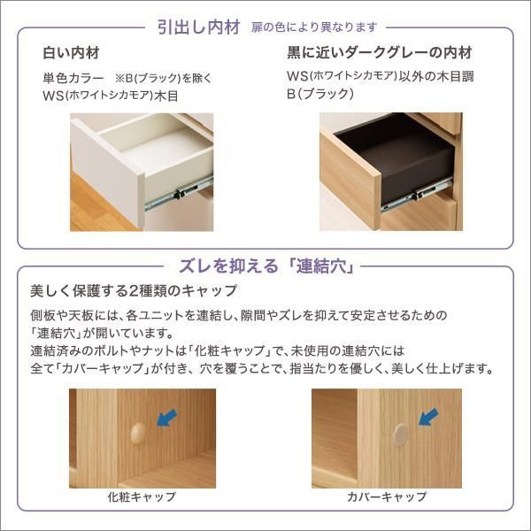 種類11:ホワイトシカモア木目（艶消） セミオーダーカウンター下収納ぴったりくん エンドコーナー右置き 奥行35cm 引戸シリーズセミオーダーカウンター下収納ぴったりくん 引出し付き