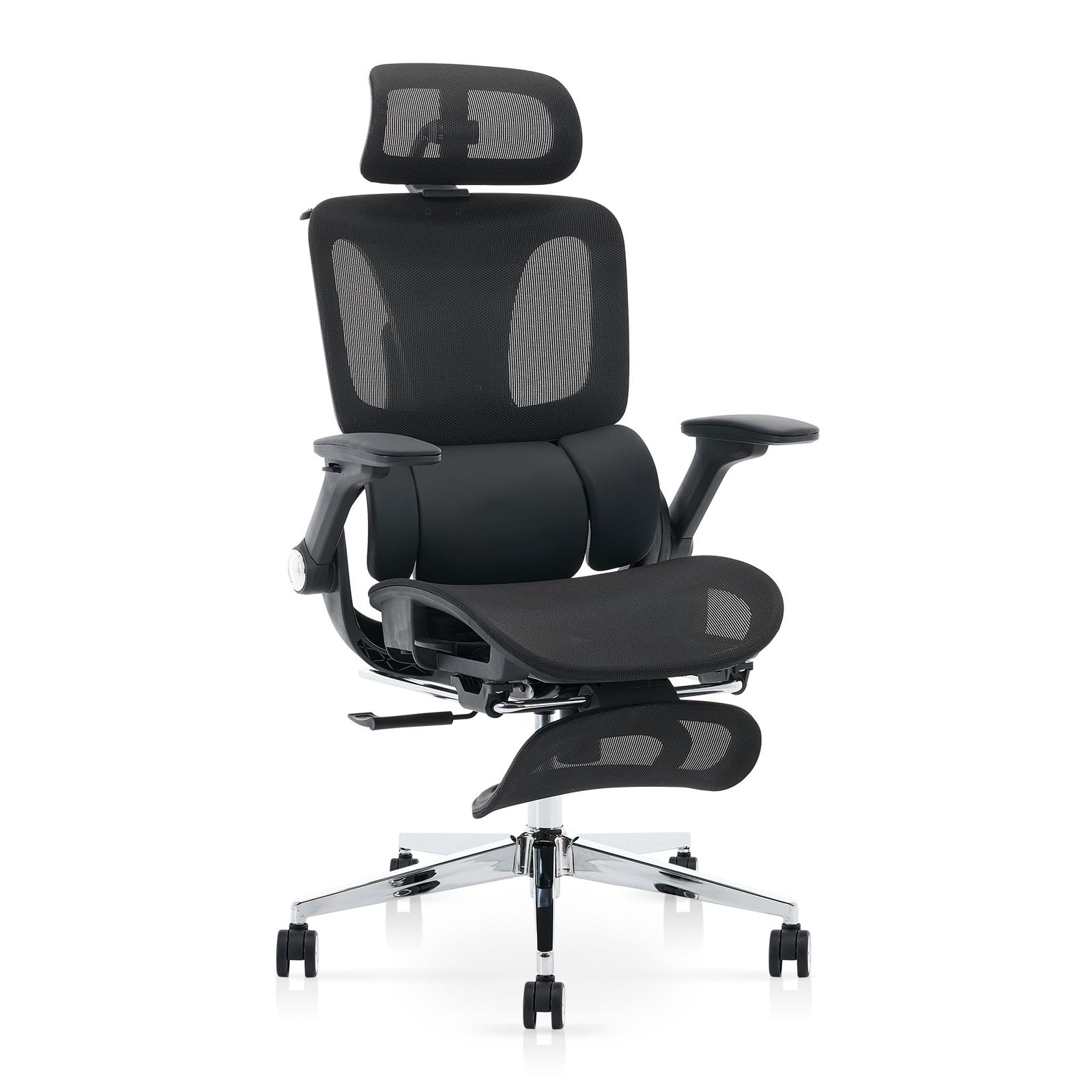 Felicita オフィスチェア メッシュ デスクチェア リクライニング 椅子 ハイバック チェア ランバーサポート キャスター ロッキング 人間工学 SLCH 13MBK 高耐久強化メッシュ ブラック グレー ブラック