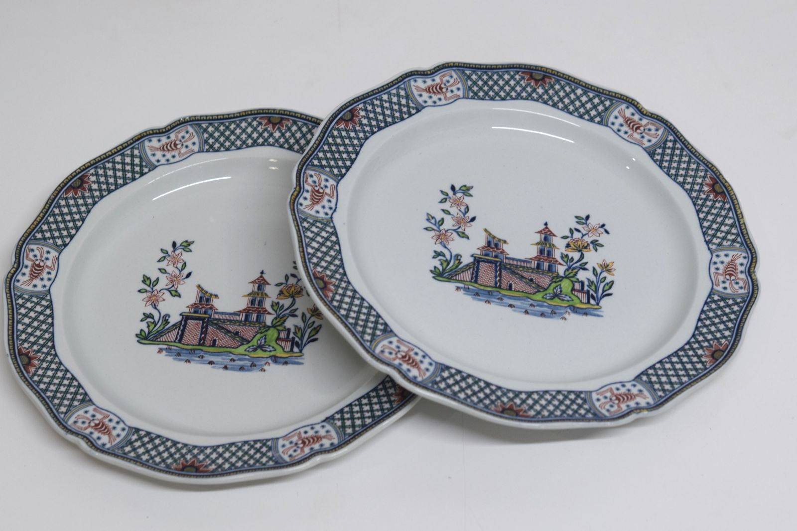 ヴィンテージ ルーワン シノワ柄 23㎝プレート2客 PHILLPS LTD LONDON