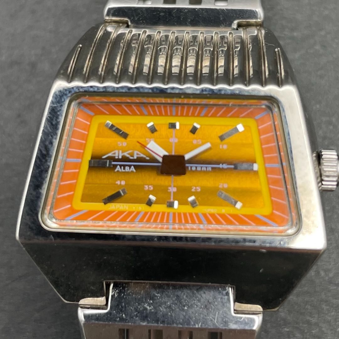 ALBA AKA Y151-5D90 オレンジ文字盤 台形 SEIKO ALBA セイコー アルバ