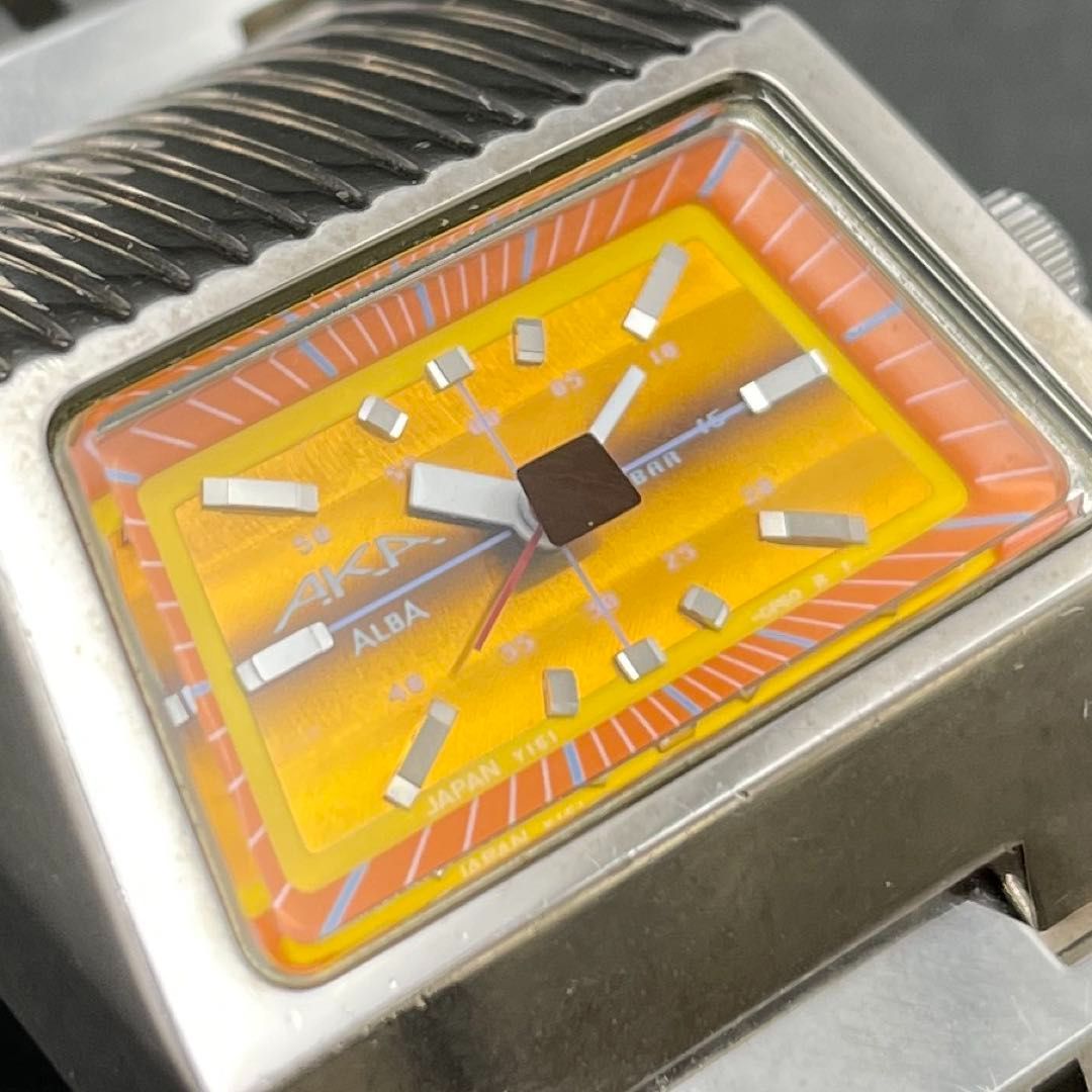 SEIKO セイコー アルバ AKA スクエア オレンジ文字盤 クォーツ 中古品