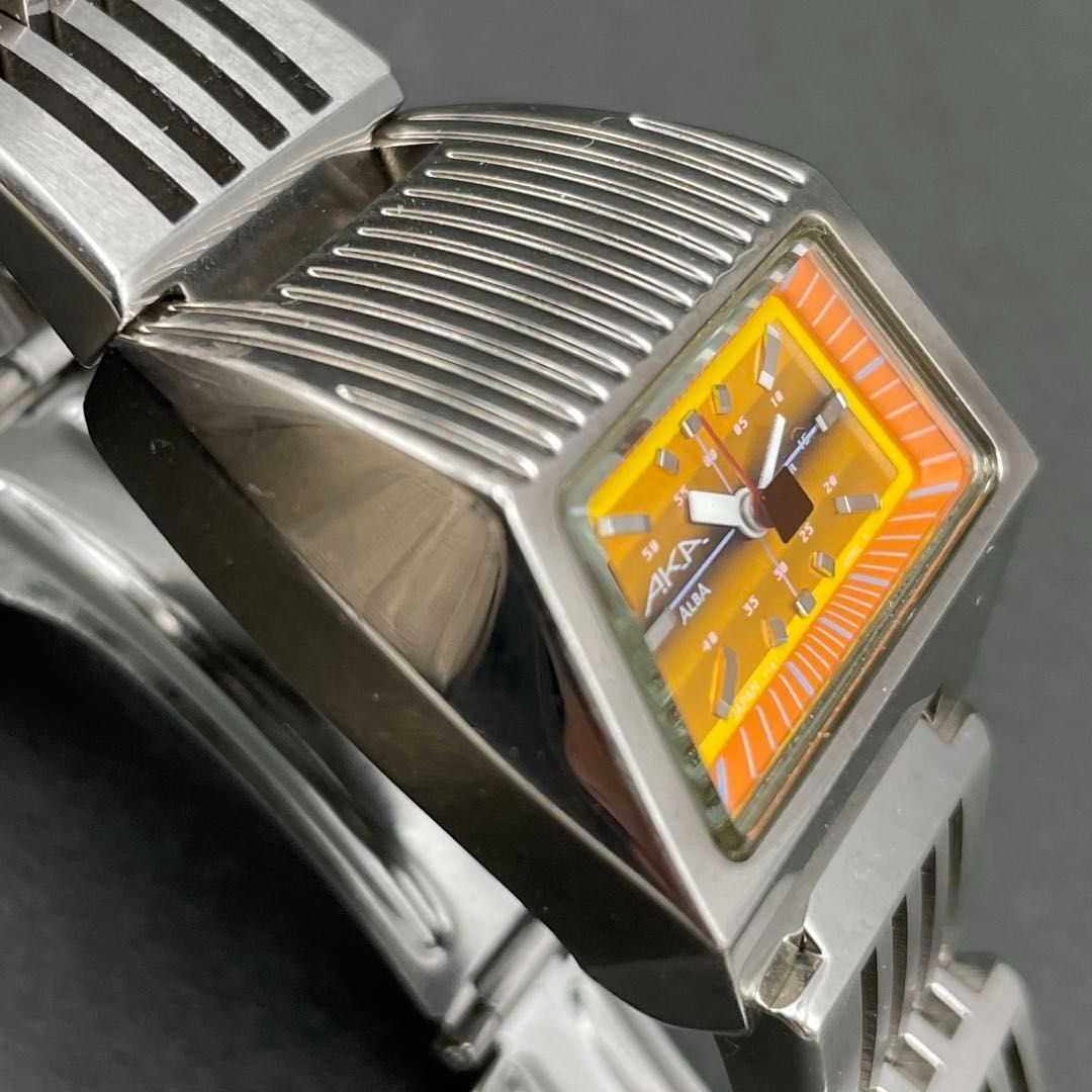 ALBA AKA Y151-5D90 オレンジ文字盤 台形 SEIKO ALBA セイコー アルバ