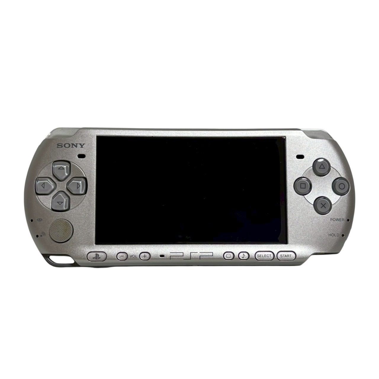 SONY PSP-3000 シルバー 本体 UMDソフト6枚 ケース付き 純正AC 
