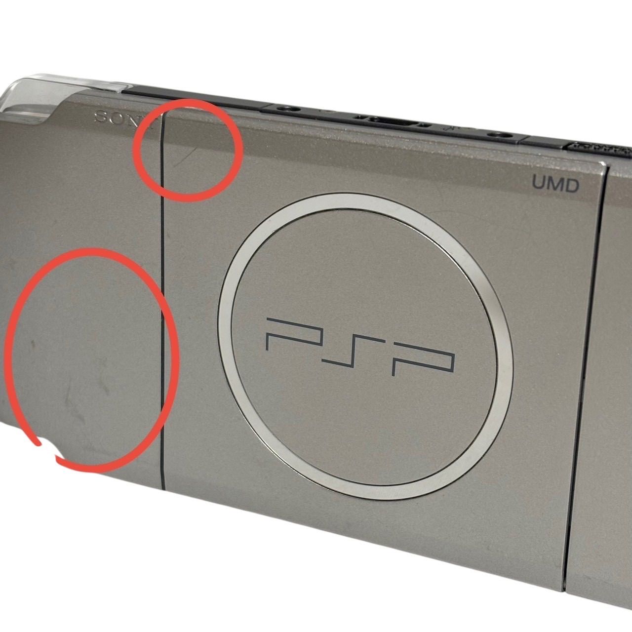 SONY PSP-3000 シルバー 本体 UMDソフト6枚 ケース付き 純正AC 