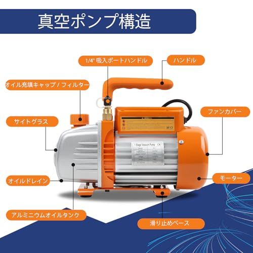迅速に発送 BACOENG 3 CFM一段式真空ポンプ 100 V 50 60 Hz HVAC 真空脱泡 ポンプ本体 71 d a 420