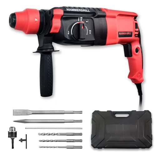迅速に発送 ハンマードリル 穴開け コード式 インパクトハンマー 振動ドリル SDSプラス 電動ハンマドリル ３モード 110 V コンクリートφ26 mm φ金属13 φ木材30 金属 木材 石材 壁 穴あけ ハツリ 収納バッグ付き