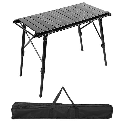 迅速に発送 次世代 組立不要IGTテーブル アウトドア キャンプ 折り畳み 高さ43?66 cm調節 吊り下げ用サイドレール付き アルミ 軽量 3ユニット コンパクト igt対応 焚き火 マルチキッチン バーベキュー 収納袋付き ブラック c 1 24 a 82