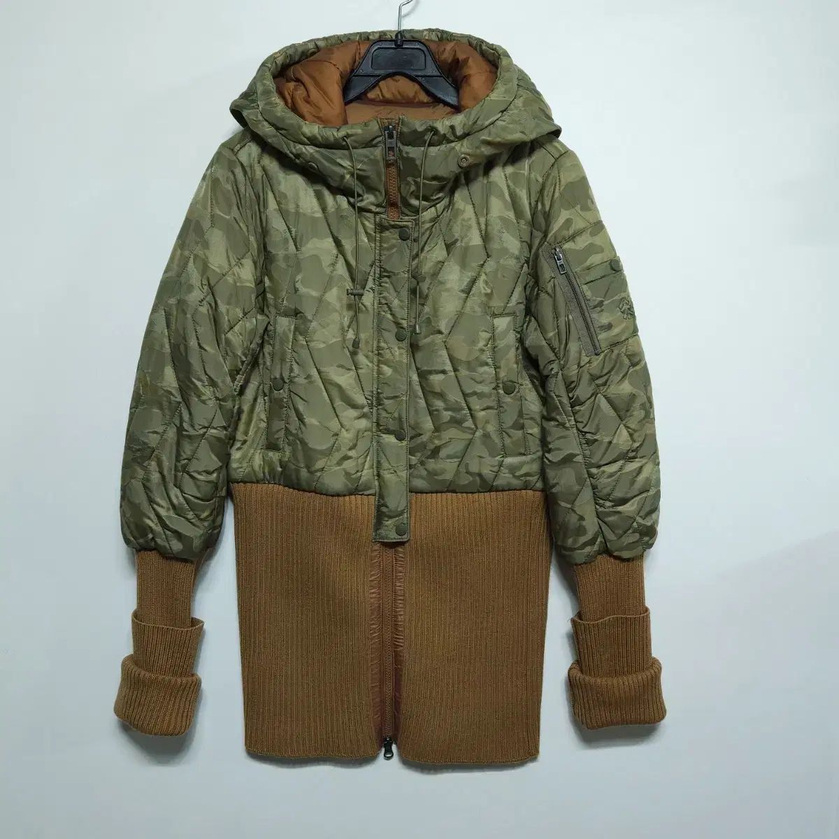 KOLON SPORT コーロンスポーツ カモフラージュ ダウン ニット ミックス ジャケット Long ロング 55 細身66