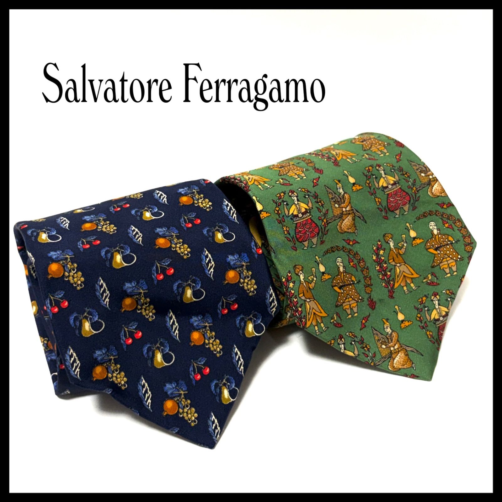 2点セット サルヴァトーレフェラガモ ネクタイ ブランド ネイビー系