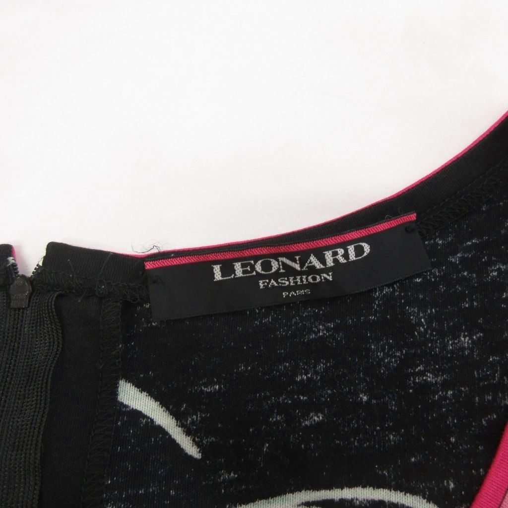 レオナール LEONARD FASHION 花柄 ノースリーブ ワンピース ブラック系