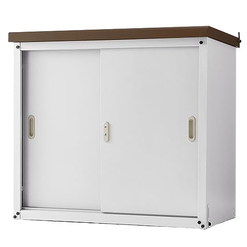 迅速に発送 アイリスプラザ スチール収納庫S 945 L 可動棚 高耐荷重 防サビ塗装 カギ付き 水抜き穴 転倒防止補助具付き ホワイト ブラウン 29 d 0 8 c